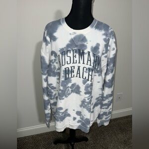 Rosemary Beach FL Tie-Dye Crewneck Sweatshirt - Gray and White Ribbed Size XL